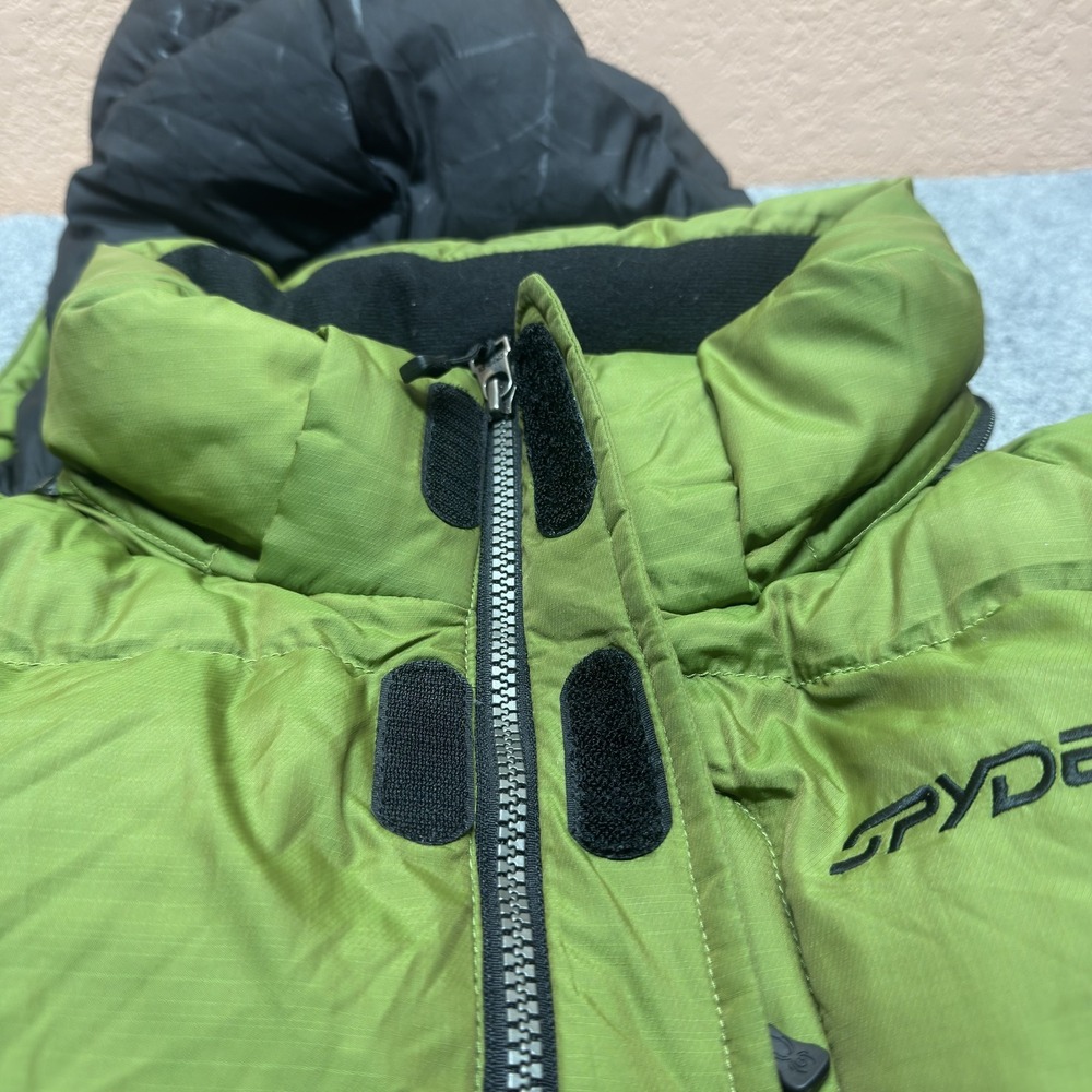 Spyder Down Jacket Mens XL Green Hooded Puffer Insulated Ski Snow Winter Coat - Picture 6 of 13